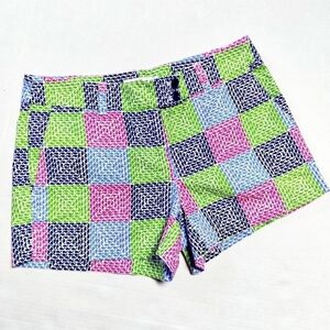 Vineyard Vines Whale Print Colorblock Check Chino Shorts
